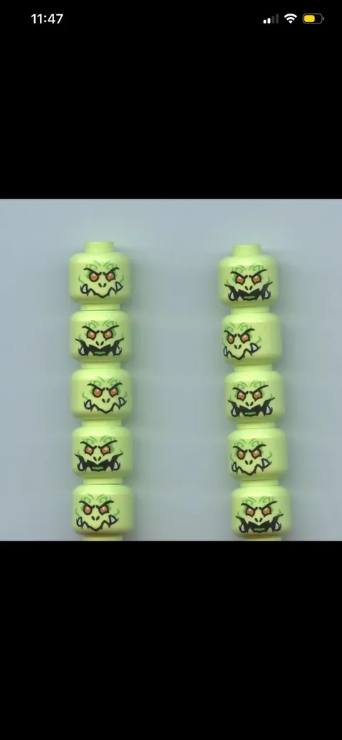LEGO x 20 Yellowish Green Minifigure, Head Dual Sided Alien MONSTER