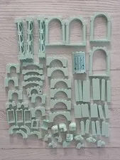 LEGO LIGHT AQUA LOT 62 PCS 1X2 WINDOW 1X6 WALL PANEL ARCH DOOR BUILDING PIECES