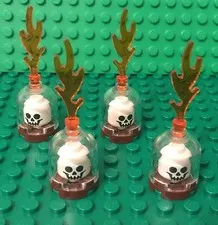 Lego 4 City Halloween Skeleton Head Case With Trans-clear Dome,Fires