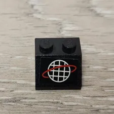 Lego 3039pb030 Black Slope 45 2 x 2 with Alpha Team White Grid Red Ring Logo