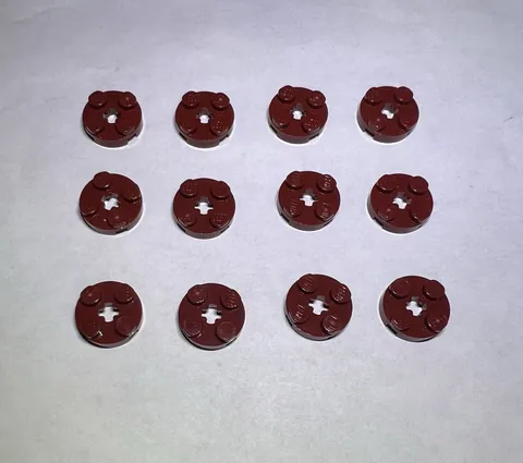Lego Lot Of 12 Dark Red 2x2 Round Plate Plates New City Part