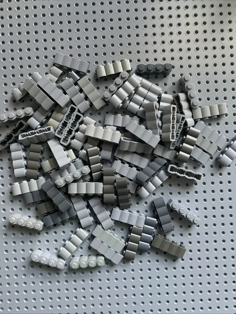 Lego Brick, Modified 1 x 4 with Log Profile 80 pieces mix of grays 30137
