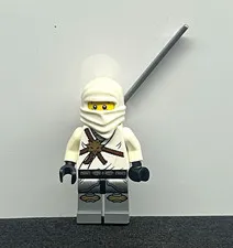 LEGO White Hooded Ninja Minifigure w/ Sword (ZANE)