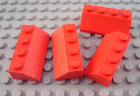 LEGO Lot of 4 Red 2x4 Roof Slope Pieces