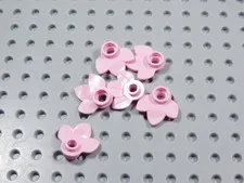LEGO Lot of 6 Pink Plant Plates w/ 3 Leaves Minifig BL