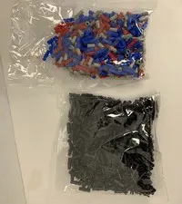 Two Lots of LEGO Black Red Blue Technic Pin Connector Angled Pieces Elements NEW