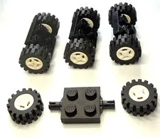 Lego 8 Matched White Wheels with Tires and Black Axles Car Truck Small Size V2