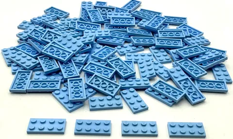 Lego 100 New Bright Light Blue Plates 2 x 4 Parts