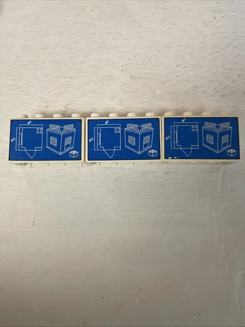 Lego Duplo 2x4 Painted Brick Blue Print Brick Lot Of 3