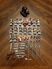 Lot Of 17 Lego Castle Lion Knights Minifigures W/Shields & Accessories