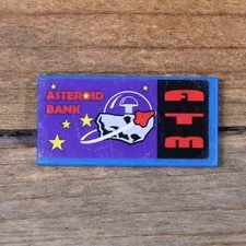 LEGO Space Police 3 Tile 2x4 with 'ASTEROID BANK' and 'ATM' Sticker 87079pb0003