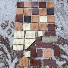 SHIPS FREE! Lot of 42 LEGO Brown Tan Nougat Random Mixed Size Baseplates Plates