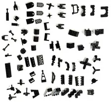 LEGO Black Bulk Small Parts Lot Modified Plates Clips Hinges Grilles Brackets