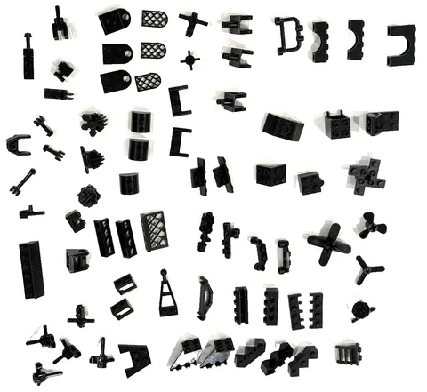 LEGO Black Bulk Small Parts Lot Modified Plates Clips Hinges Grilles Brackets