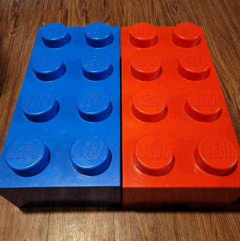 LEGO Stackable Brick Drawer Storage Box Red/Blue Plastic 2-Compartment 