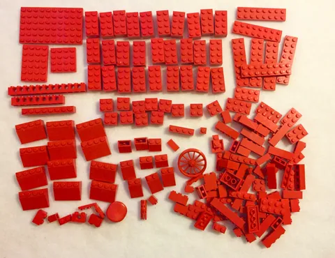 VINTAGE LEGO BRICKS LOT RED Legos Building Bricks Misc Parts Pieces