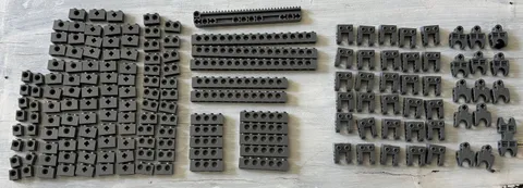 LEGO Technic Dark Bluish Gray Lot 165 pcs Bricks Connectors Beams Gear Rack