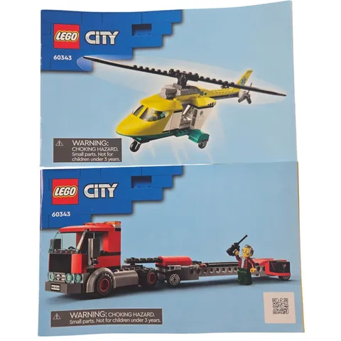 LEGO City 60343 Rescue Helicopter Transport Manuals Only Replacement Manuals