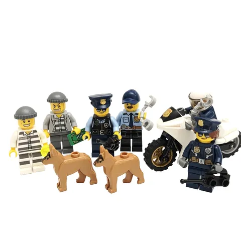 LEGO CITY Police Minifigure Bundle Cops Robbers K-9 Dog Motorcycle Fun Pack Lot