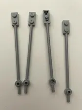 LEGO LIGHT GRAY BAR 12L 1x2 Plate End Solid Stud 1x1 Plate End (4 pieces) #42445
