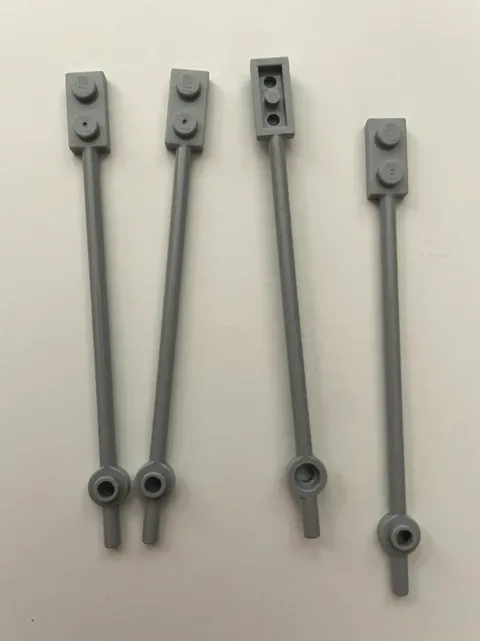 LEGO LIGHT GRAY BAR 12L 1x2 Plate End Solid Stud 1x1 Plate End (4 pieces) #42445