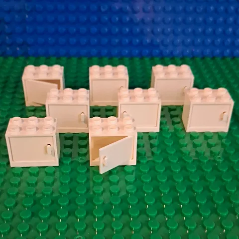 LEGO 2x3x2 Container In White With White Door. Lot Of 8