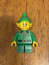 Lego Christmas Elf Mini Figure Green W/ Gold Collar Horn Torso Hat SMILE SHOCK