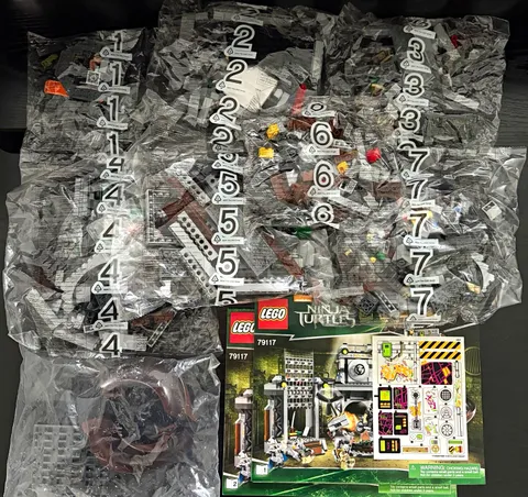 LEGO TMNT 79117 Turtle Lair Invasion Unbuilt w/ Instructions & Sticker Sheet