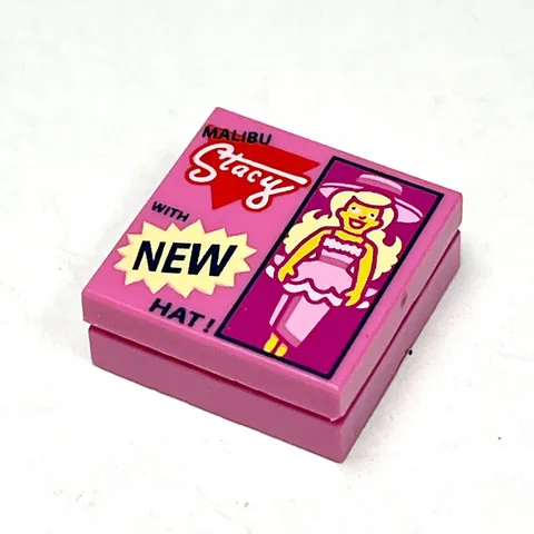 LEGO Simpsons Series 2 Malibu Stacy With New Hat Tile 2x2 Dark Pink 3068pb0928