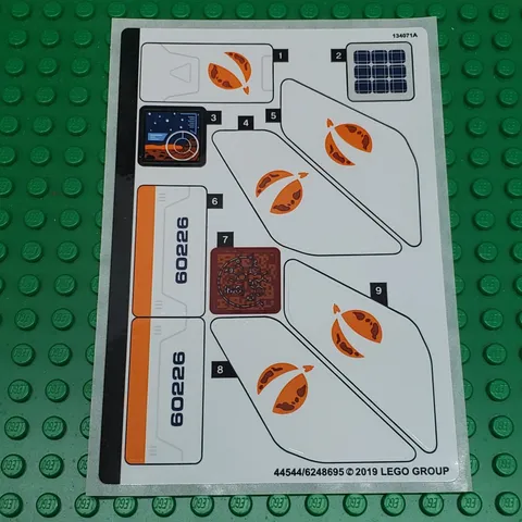 LEGO Sticker Sheet for Set 60226 Mars Research Shuttle New Authentic Decals