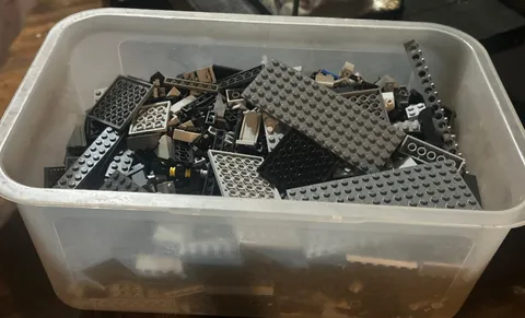 3+ Lbs Assorted Grays & Black LEGO Mixed Random Pieces, Commons & Specialities