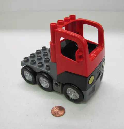 Lego Duplo Red Truck Cab Flat Bed Vehicle 4X8 W/ Hitch Semi Vintage