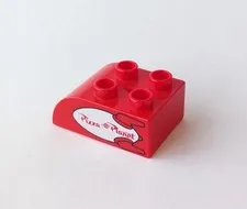 Lego DUPLO Red 2x3 Sloped Curved Brick w/Sign for Set 5658 Pizza Planet Truck