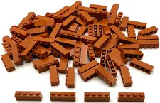 Lego 100 New Dark Orange Bricks Building Blocks 1 x 4 Parts
