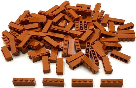 Lego 100 New Dark Orange Bricks Building Blocks 1 x 4 Parts