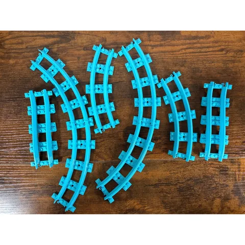 LEGO Friends Train Track Lot 6 Pieces Teal Blue Curved and Straight Railway Set