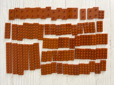 LEGO LOT DARK ORANGE 76 PCS 2X12 2X6 2X4 PLATE VARIETY BUILDING PIECE