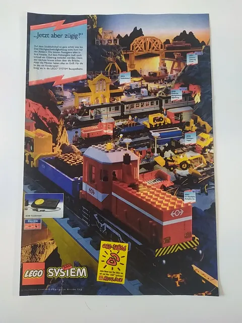 Rare Advertising Flyer Promo Sheet LEGO City City Train 4563 4558 4551 4554 1992 #2
