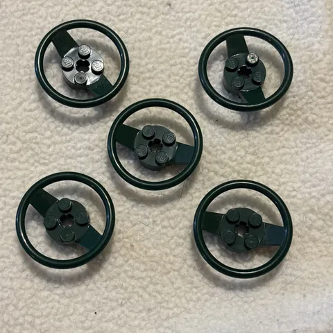 LEGO Parts - Dark Green Vehicle, Steering Wheel - No 67811 Lot Of 5