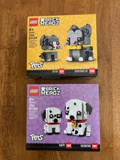LEGO 40441 & 40479 Brickheadz Kitten & Shorthair Cat, Dalmatians - New in Boxes
