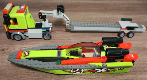 LEGO City Xtreme Race Boat Transporter 60254, with Boat, Trailer, Truck, Manuals