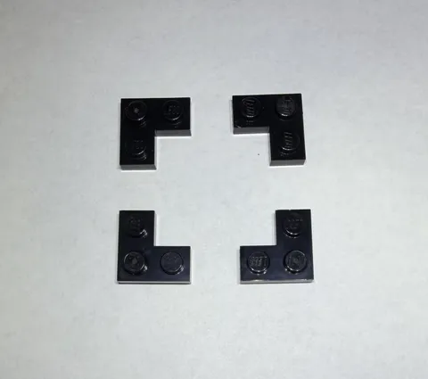 Lego Lot Of 4 Black Corner Plates Plate 1x2x2 New City Part