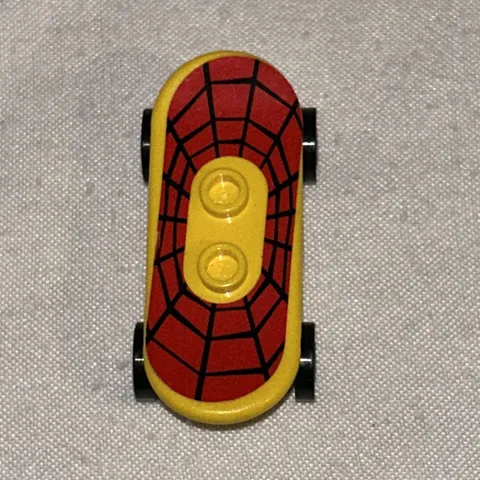 LEGO 4853 - SPIDERMAN - Skateboard w/ Wheels - Web Pattern Sticker - Yellow