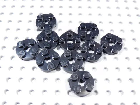 LEGO Lot of 10 Black Round 2x2 Plates w/ Axle Hole BH