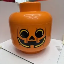 LEGO Halloween JACK O LANTERN Pumpkin Storage Head Container