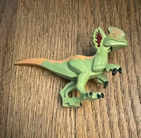 LEGO Dilophosaurus Dinosaur Figure Green Tan w/ Orange Markings, Plastic