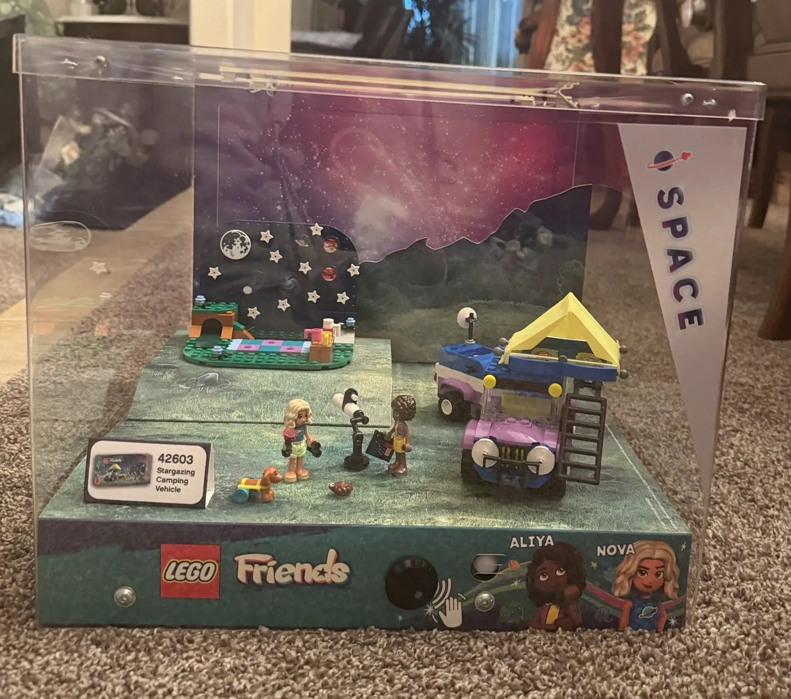 LEGO Friends 42603 Stargazing Camping Vehicle Space Light Up Store Display Case