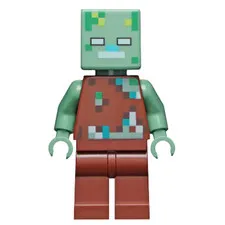 LEGO Minecraft Drowned Zombie Minifigure min088 New Genuine Mob Character