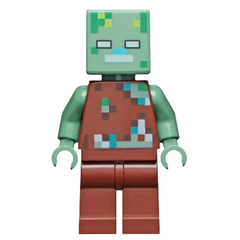 LEGO Minecraft Drowned Zombie Minifigure min088 New Genuine Mob Character