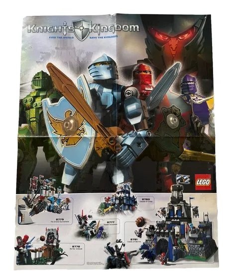 2004 LEGO KNIGHTS' KINGDOM 2 Sided Foldout POSTER /Challenge Cards Game 16 X 20”